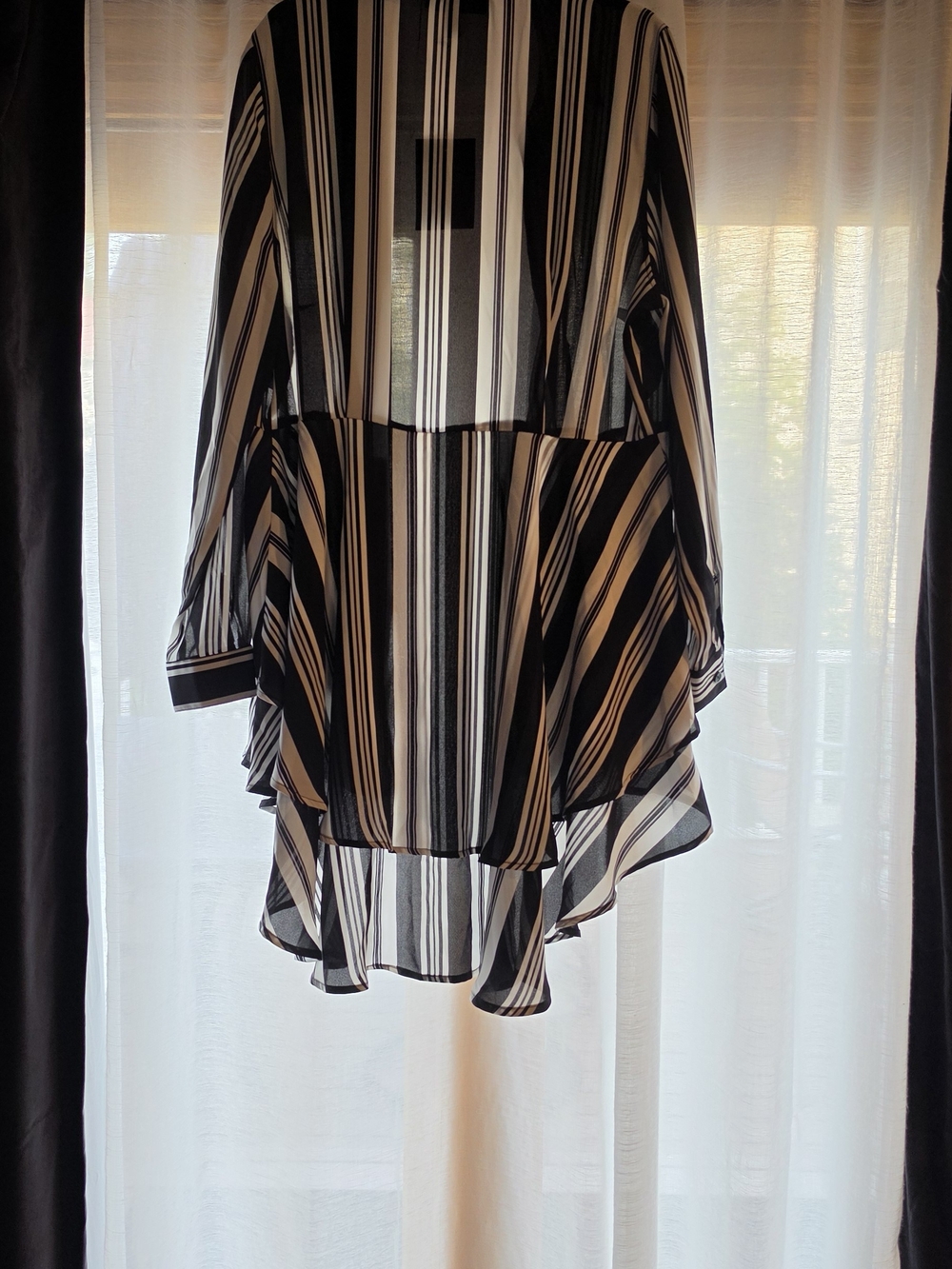 Lane Bryant Black & White Striped High-Low Tiered Skirted Blouse - Picture 3 of 4